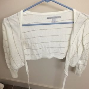 White tie shrug with gold detail